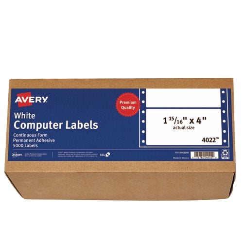 Dot Matrix Printer Mailing Labels, Pin-Fed Printers, 1.94 X 4, White, 5,000/box | Bundle of 2