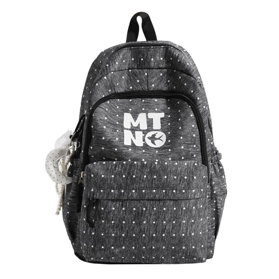 Dot Pattern Nylon Satchel, Multi-Compartment Casual Tote with Side Pockets, Snag-Resistant Sack for Errands Weekend Getaways, 20.87 Inch (Black)