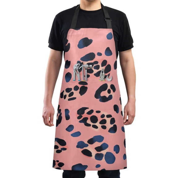 Dot Pattern Pink Chef Kitchen Apron with Pockets for Women Waterproof Aprons for Cooking Baking