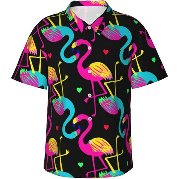 Dot Red and Black Mens Hawaiian Shirt Short Sleeve Casual Button Up Tropical Summer Beach Shirt