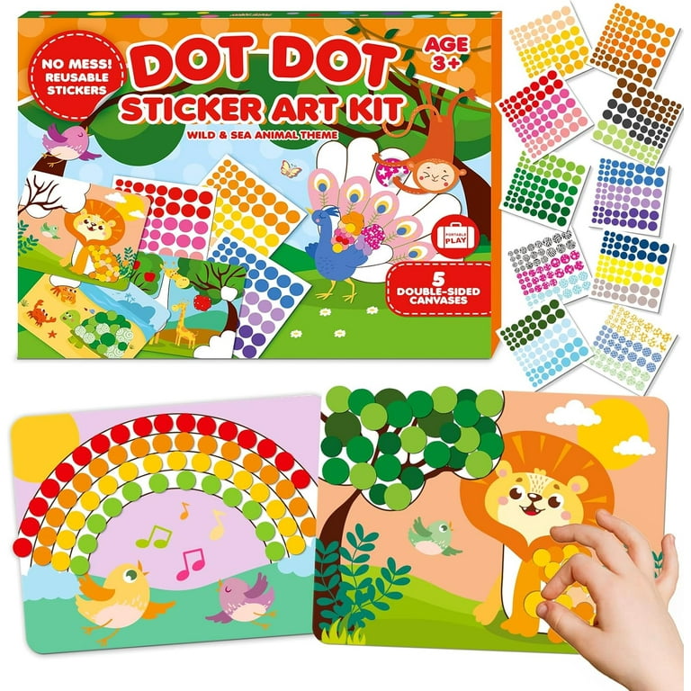 Dot Sticker Art Kit Activity Dot It Animals No Mess Sticker Art For Toddlers 4 6 Diy Dot Stickers For Kids Reusable Stickers Crafts Gifts For Boys Girls Ages 3 4 5 6 7 8 Walmart