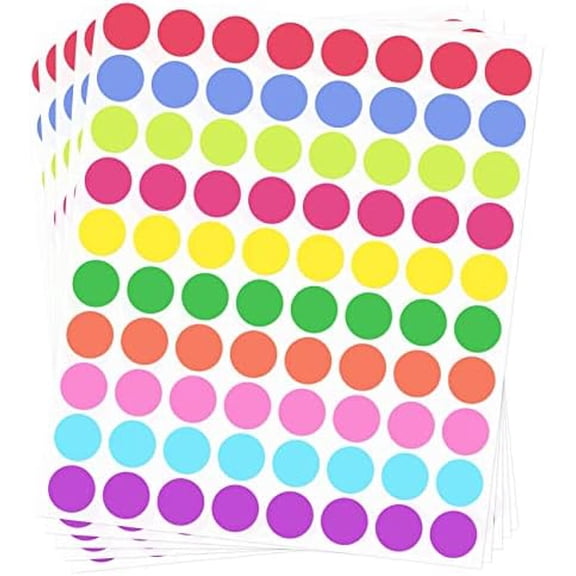 Dot Stickers, 1200 PCS 10 Color Style, 3/4 Inch Round, Coded Labels, Office & Classroom