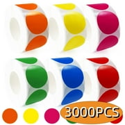 Dot Stickers Label Stickers Teacher Stickers Colorful Round Label Stickers for Office Student Classroom Decoration 1" 3000 PCS