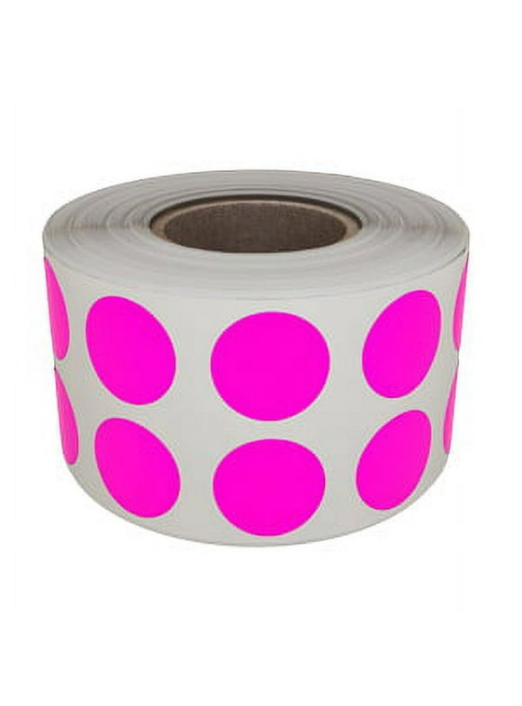 Dot Stickers in Neon Pink - Colored Labels in a roll for Inventory Labeling 0.50 inch 13mm Dots 1080 Pack by Royal Green