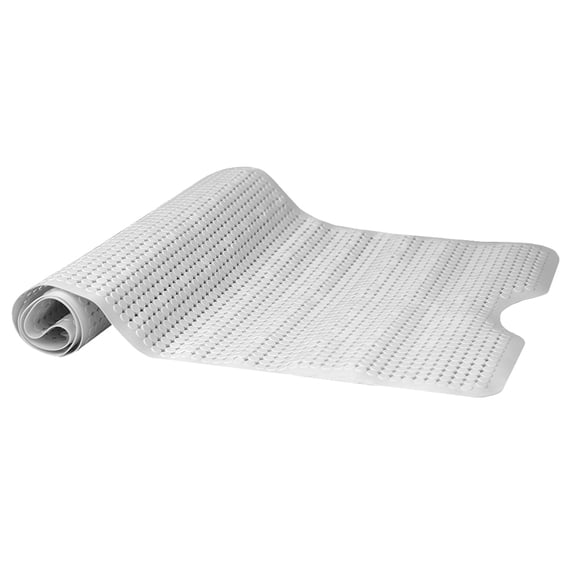 Dot U Shape Front Plastic Bath Mat with Suction Cup Backing, White