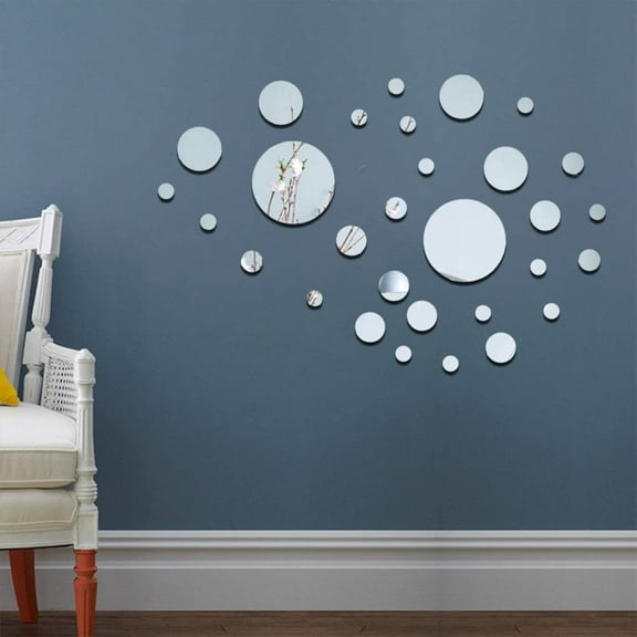 Dot Wall Decals, Removable Acrylic Mirror Art Wall Mirror Stickers for Home Living Room Bedroom Decor (26PCS)