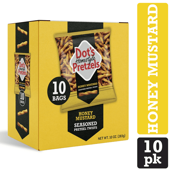 Dot's Pretzels Honey Mustard Seasoned Pretzel Twists Snack Multipack, 1 oz (10 Count)