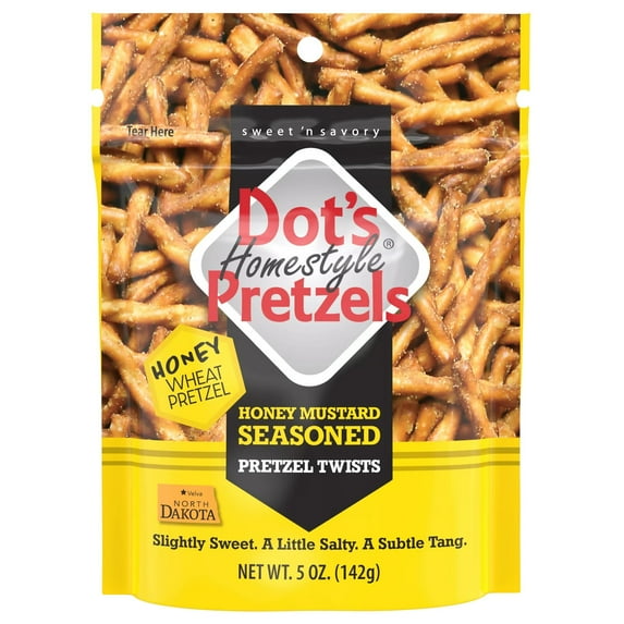 Dot's Homestyle Pretzels Honey Mustard Seasoned Pretzel Twists, 5 oz (Pack of 8)