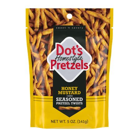 Dot's Homestyle Pretzels, Honey Mustard Seasoned Pretzel Twists, 5 oz Snack Size Bag