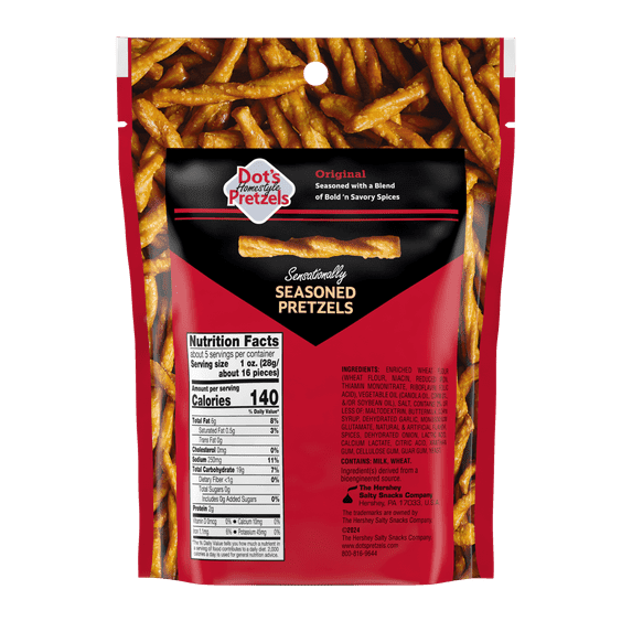 Dot's Homestyle Pretzels, Original Seasoned Pretzel Twists, 5 oz Snack Size Bag ( 1 Pack )