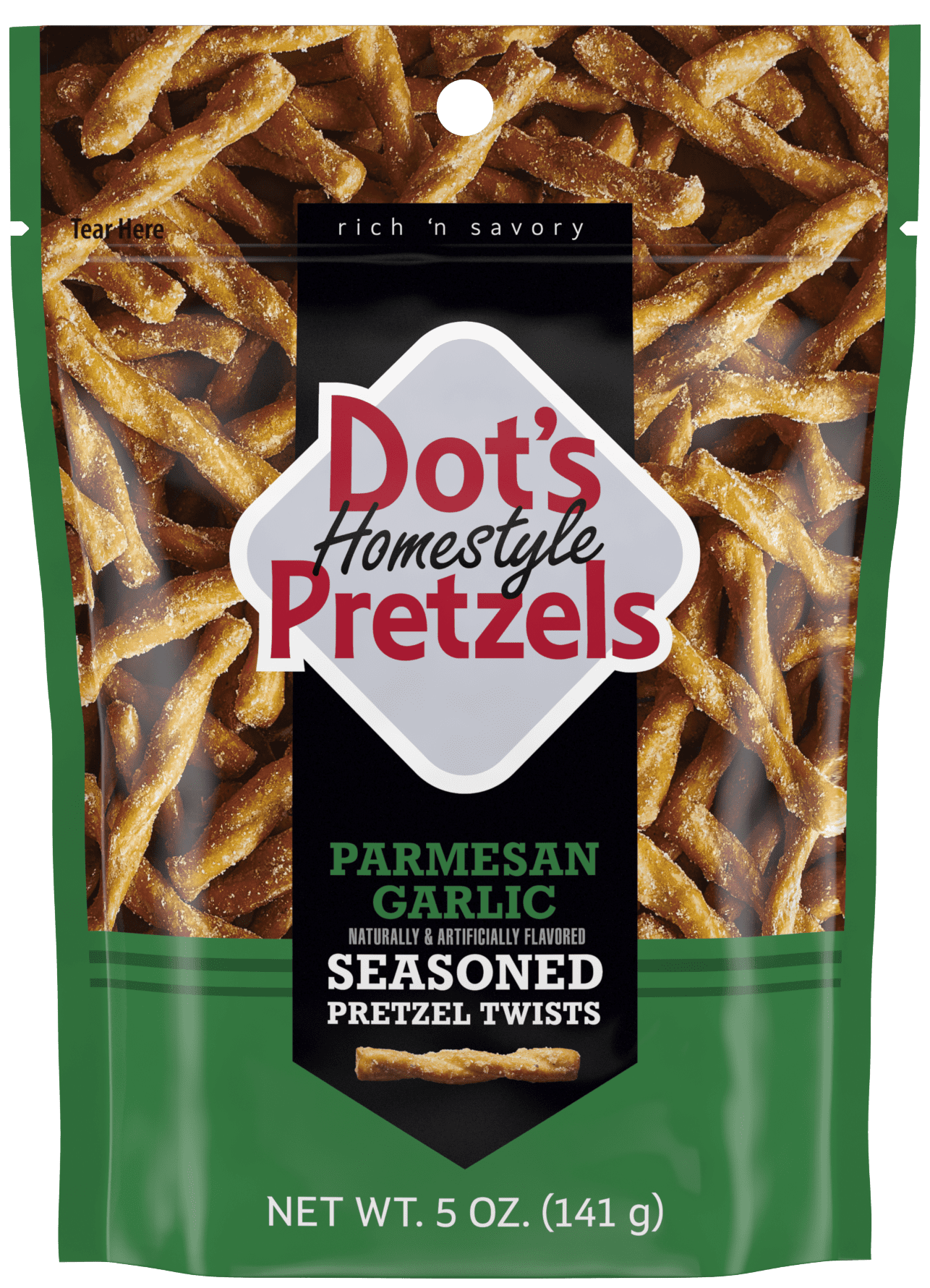 Dot's Homestyle Pretzels Parmesan Garlic Seasoned Pretzel Twists, 5 oz