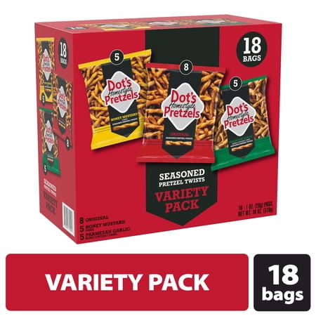 Dot's Homestyle Pretzels Snack Variety Pack,2 pack of 18 Count