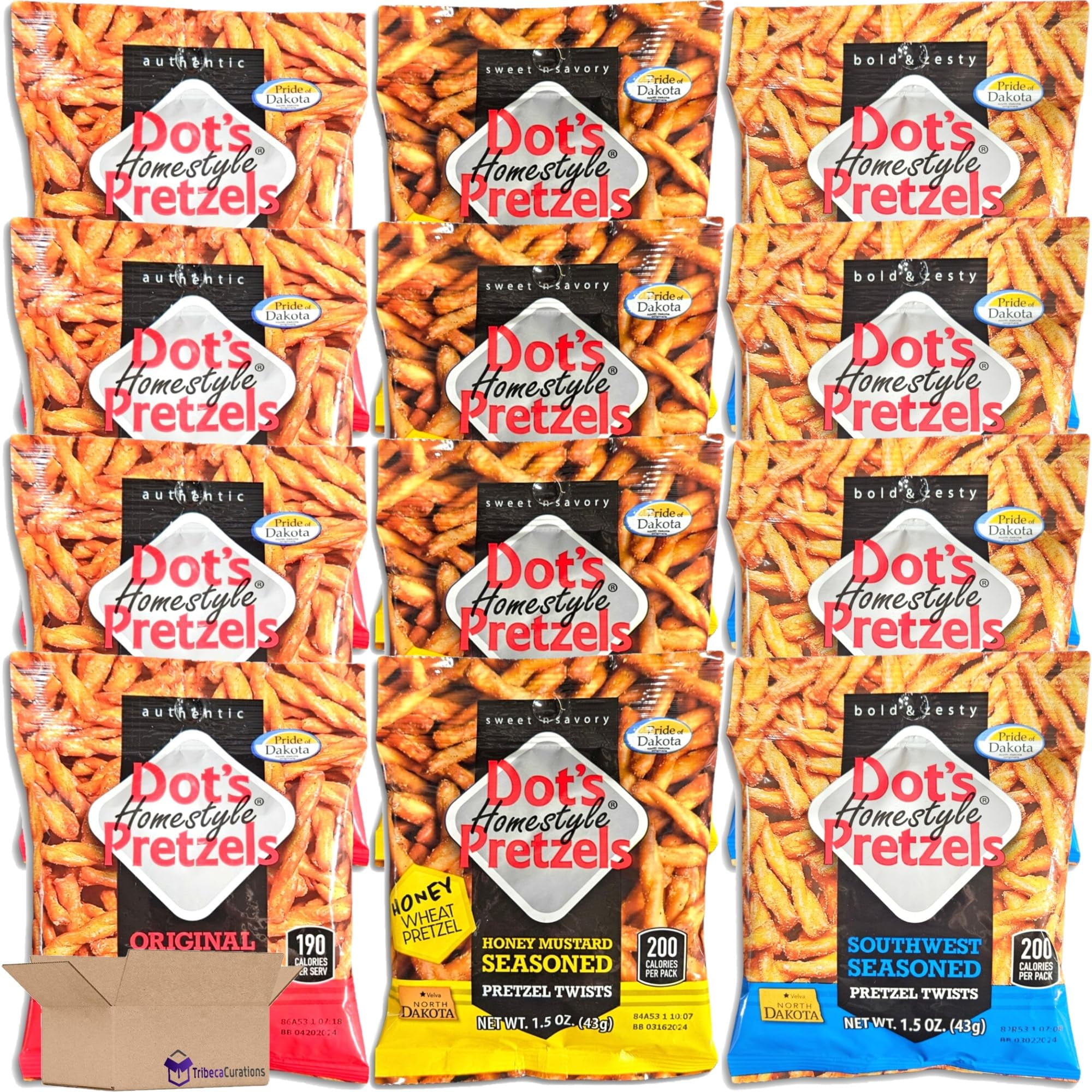 Dot's Pretzels Honey Mustard, Original, & Southwest Seasoned Pretzel