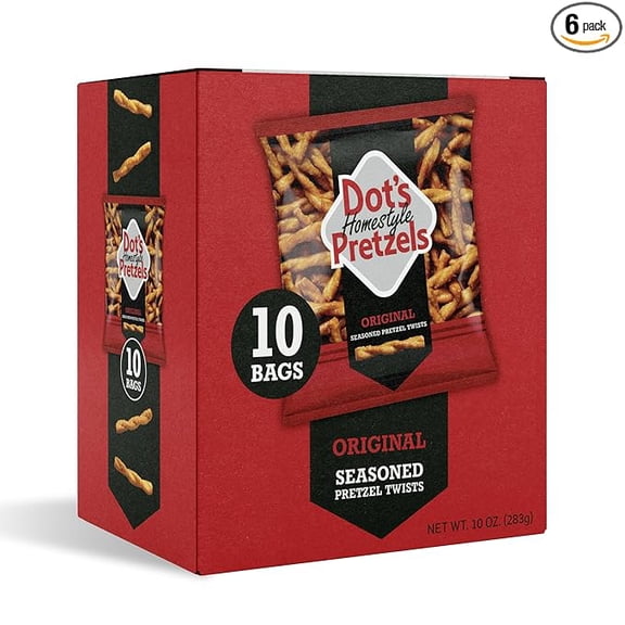 Dot's Pretzels Original Seasoned Pretzel Twist Snack, 1oz Individually Sized Bag (10 Count) ( Pack of 3 )