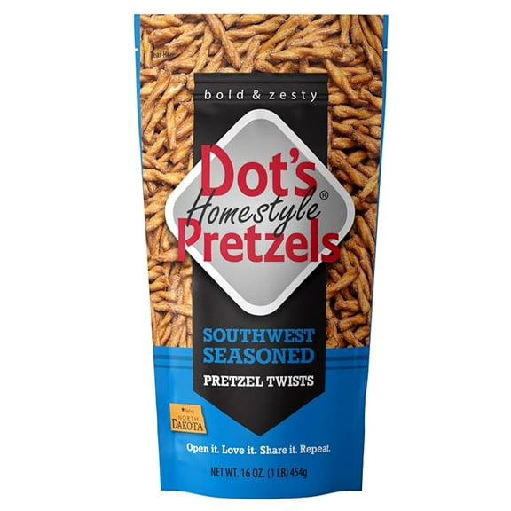Dot's Pretzels Southwest Seasoned Pretzel Twist Snack, 16oz Grocery Sized Bag ( Pack of 2 )