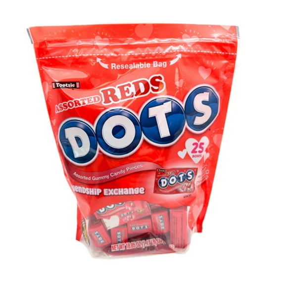 Dot's Valentine's Assorted Reds Gummy Candy 25 Count 18.85 oz Bag
