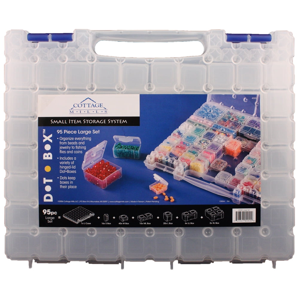 DotBox Large Set 95 pcs from Cottage Mills. 94 Storage Boxes in a Carrying Case. It’s the Ultimate Small Item Storage System. Perfect for Bead, Jewelry, Craft and Small Part Storage.