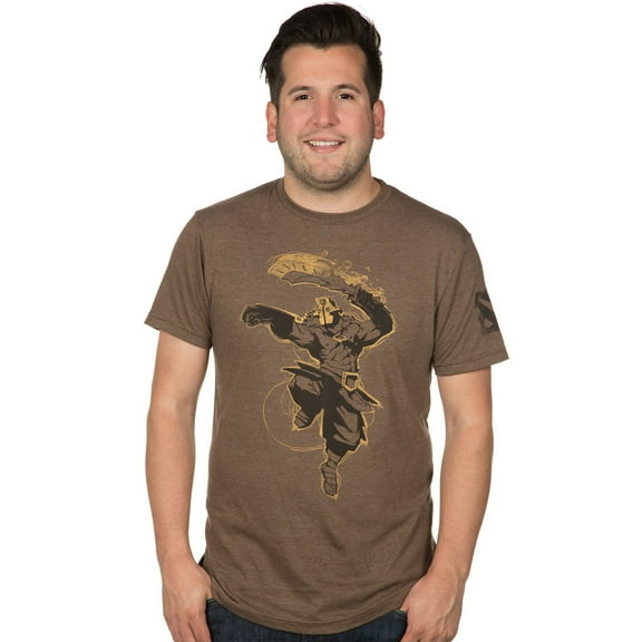 Dota 2 II Mens T-Shirt - Juggernaut Flaming Attack (Small, Brown)
