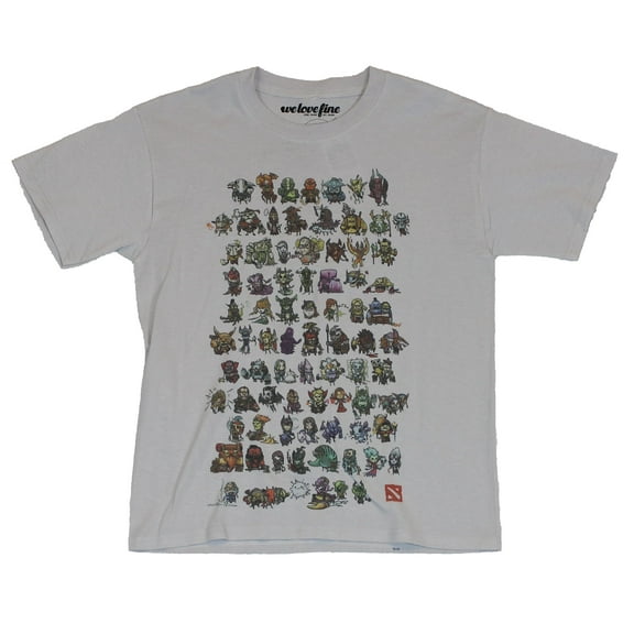 Dota 2 Mens T-Shirt - Chibi Style Hero Line Up All Over Image (2X-Large)