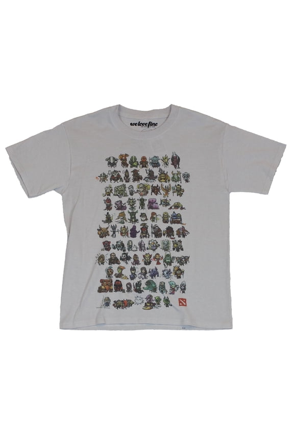 Mens T-Shirt - Chibi Style Hero Line Up All Over Image (2X-Large)