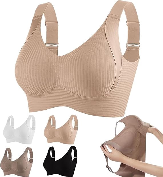 2025 Floralshe Bra, Women's Solid Color Four Rows Adjustable