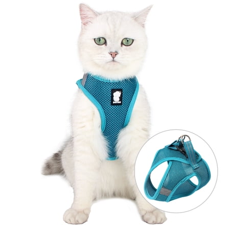 Dotoner Cat Harness and Leash - Ultra Light Escape Proof Kitten Collar Cat Walking Jacket with Running Cushioning Soft and Comfortable Suitable for Puppies Rabbits(L,Sapphire blue)