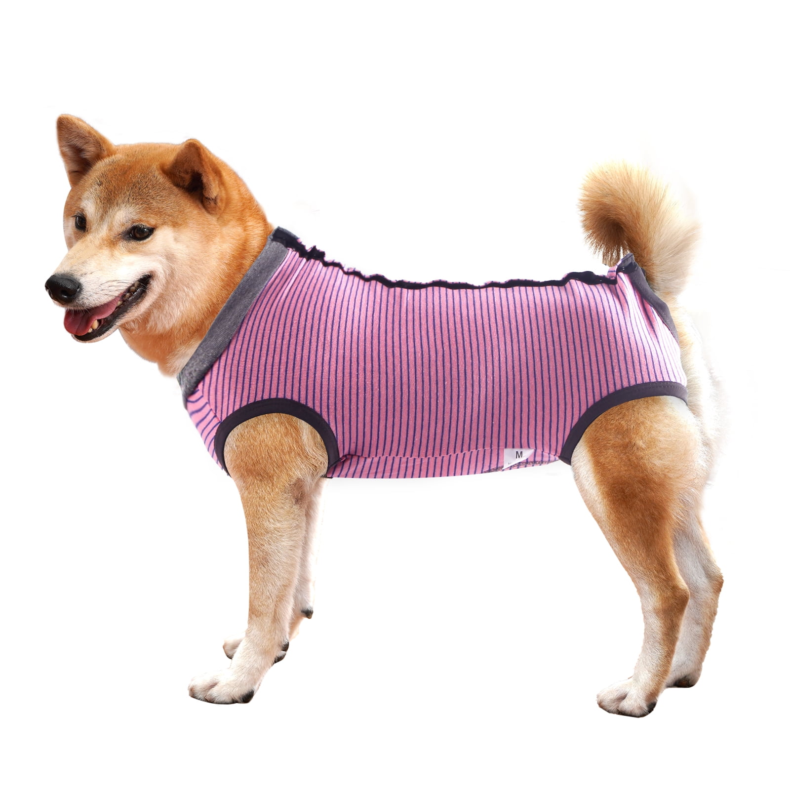 Dotoner Dog Recovery Suit Abdominal Wound Puppy Surgical Clothes Post-Operative Vest Pet After Surgery Wear Substitute E-Collar & Cone(2XL,Pink)