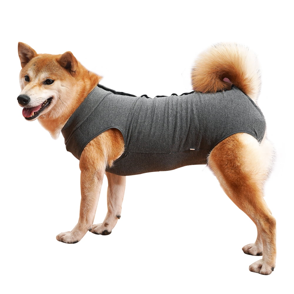 Dotoner Dog Recovery Suit Abdominal Wound Puppy Surgical Clothes Post-Operative Vest Pet After Surgery Wear Substitute E-Collar & Cone(3XL,Grey)