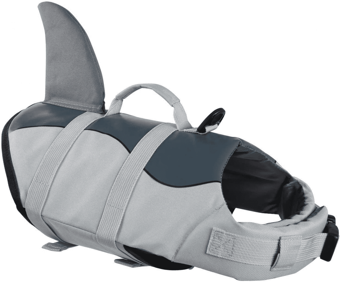 Dogcheer Dog Life Jacket Shark, Ripstop Dog Life Vest For Swimming Boating With Reflective Stripes & Rescue Handle, High Buoyancy Pet
