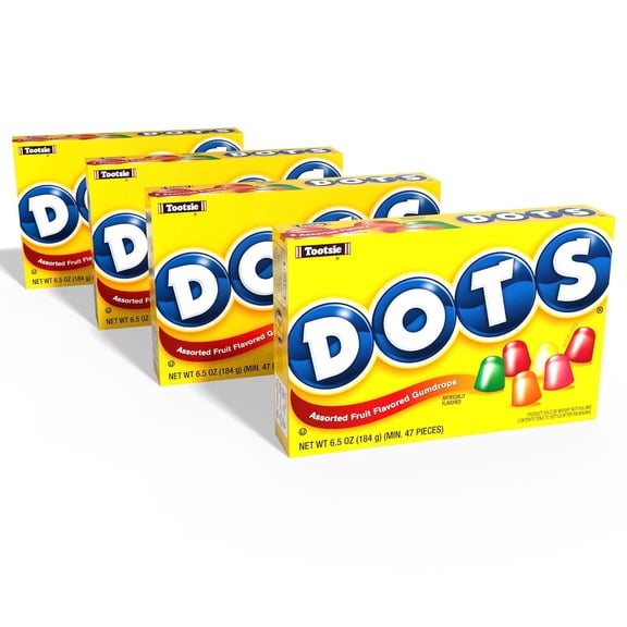 Dots Assorted Fruit Flavored Gumdrops Candy, 6.5Oz Theater Box, 4-Pack