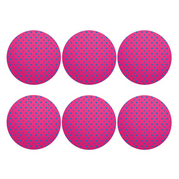 Dots Blue Spots Pattern Set of 6 Faux Leather 4 Inch Coasters Drinks Tabletop Home Dinning Round Shape