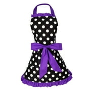 Dots Bowknot Apron Princess Kitchen Cooking Apron Dress