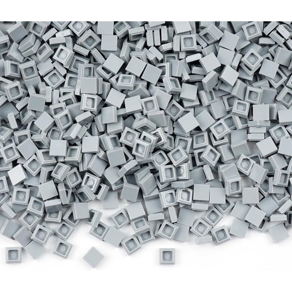 Dots Classic Building Blocks Accessories: Tile 11 Flat 1500pcs Bricks Parts and Pieces, Smooth Plate MOC Pixel Art Mosaic Bulk Lot Light Gray