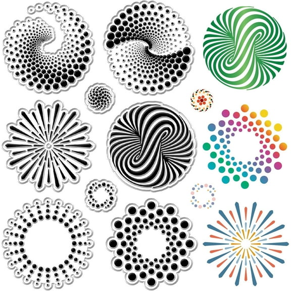 Dots Clear Stamps Geometric Pattern Reusable Postmark Transparent Silicone Stamp Seals for Journaling Card Making Decor DIY Scrapbooking Photo Album Decorative White