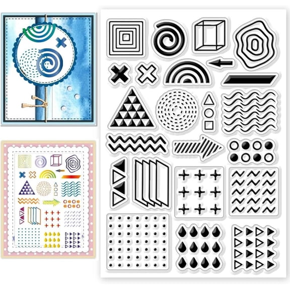 Dots Lines Clear Stamps Geometric Transparent Silicone Stamps Silicone Clear Stamp Seals for Cards Stamps Making Scrapbooking Photo Journal Album colorful DIY