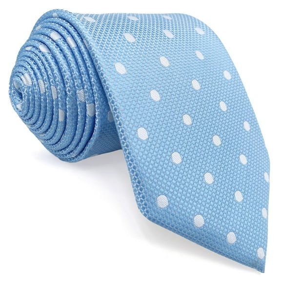 Dots Mens Necktie Ties for Men Baby Blue White Dotty Wedding Prom Party Medium 57.5"