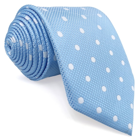 Dots Mens Necktie Ties for Men Baby Blue White Dotty Wedding Prom Party Medium 57.5"