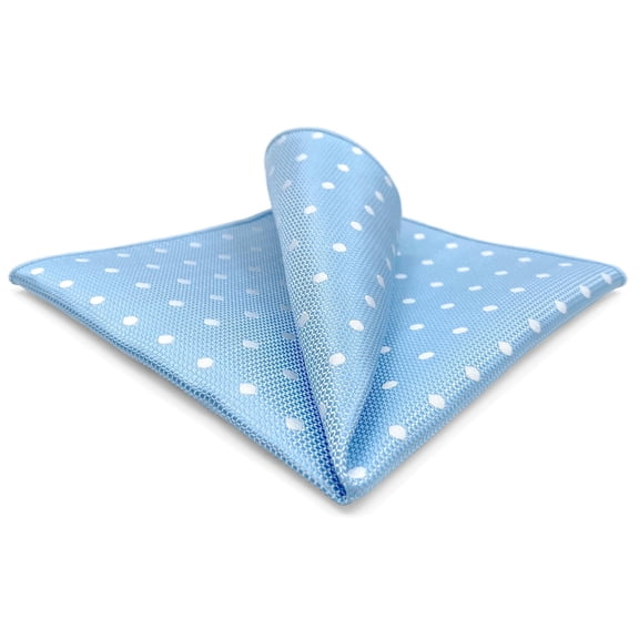 Dots Mens Pocket Square Baby Blue White Dotty Handkerchief Wedding Prom Party