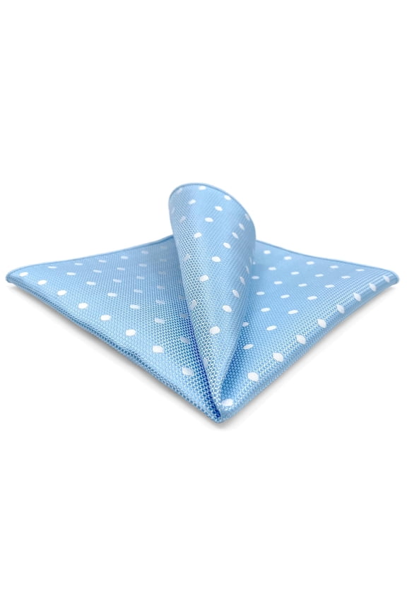 Dots Mens Pocket Square Baby Blue White Dotty Handkerchief Wedding Prom Party