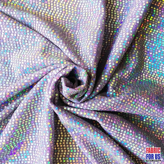 Dots Micro Holographic Glitter Stretch Lavender Poly-Spandex Fabric 54" Wide