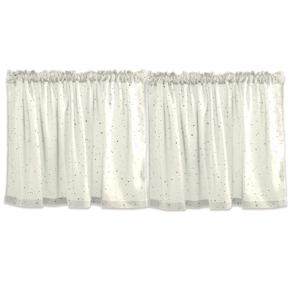 Dots Pattern Design Tier Curtains for Kitchen 57x24 Inch Semi Sheer Light Filtering Half Window Curtains 2 Panels
