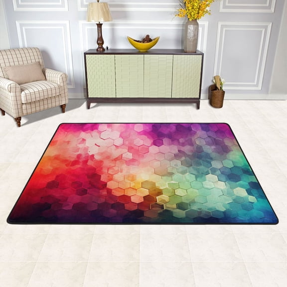 Dots Pink and Blue Area Floor Mats Soft Large Nursery Rugs Non-Slip Foam Carpets Living Room Doormat for Bedroom Dinning Decor 36" x 24"