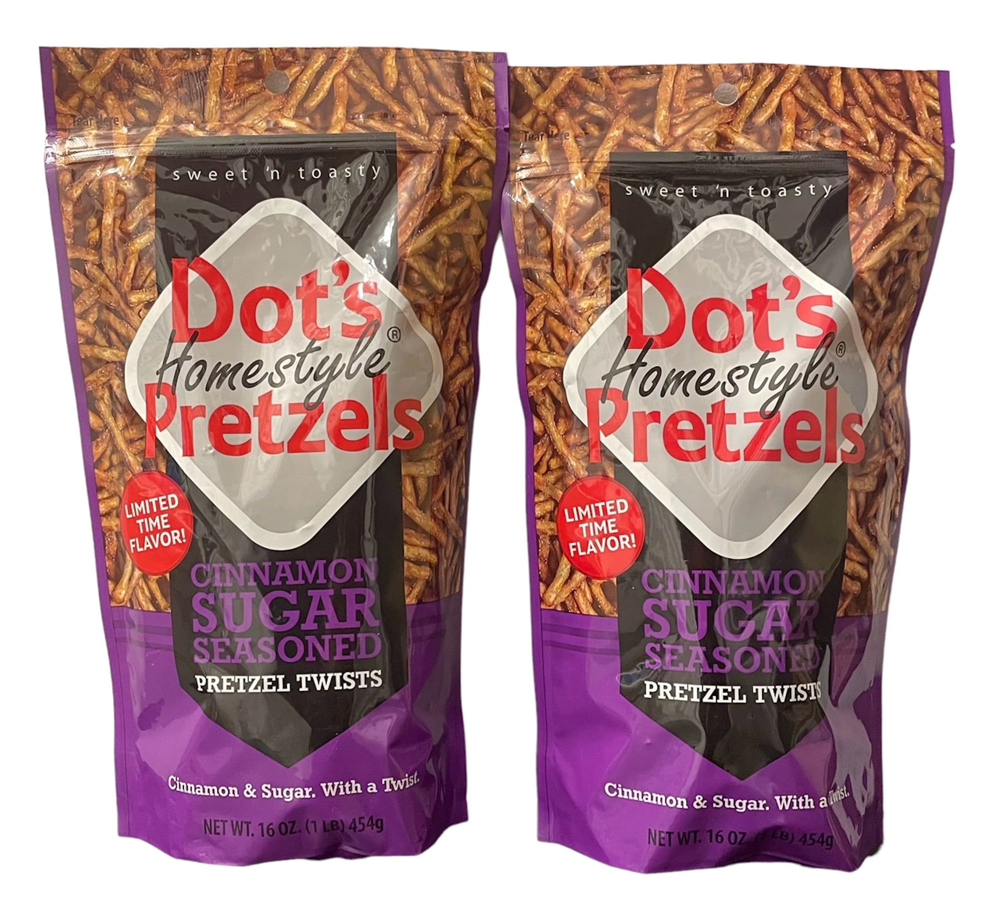 Dots Pretzels Cinnamon Sugar Limited Edition Flavor 16 oz 2 Pack