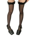 thumbnail image 1 of Dots Print Over Knee Socks Elastic Nylon Hosiery Romantics Ruffle Lace Trim Accent Sheer Thigh High Stockings For Women, 1 of 8
