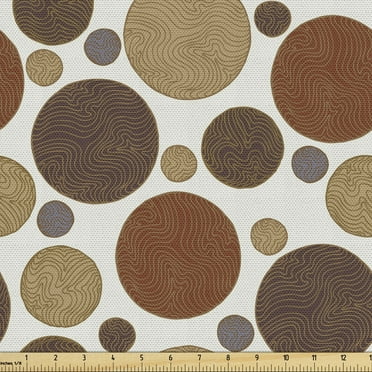 Ambesonne Circles Fabric by the Yard Upholstery, Circles with Curvy Line, 5 Yards, Multicolor