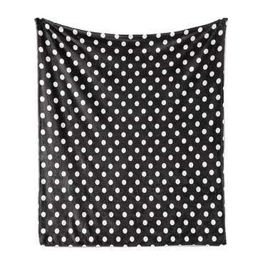 Dots Soft Flannel Fleece Throw Blanket, Classical Pattern of White Polka Dots on Black Traditional Vintage Design, Cozy Plush for Indoor and Outdoor Use, 50" x 70", Charcoal Grey White, by Ambesonne