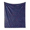 thumbnail image 1 of Dots Soft Flannel Fleece Throw Blanket, Polka Dots Star Background Retro Style Little Circles Illustration, Cozy Plush for Indoor and Outdoor Use, 70" x 90", Indigo Vermilion, by Ambesonne, 1 of 5