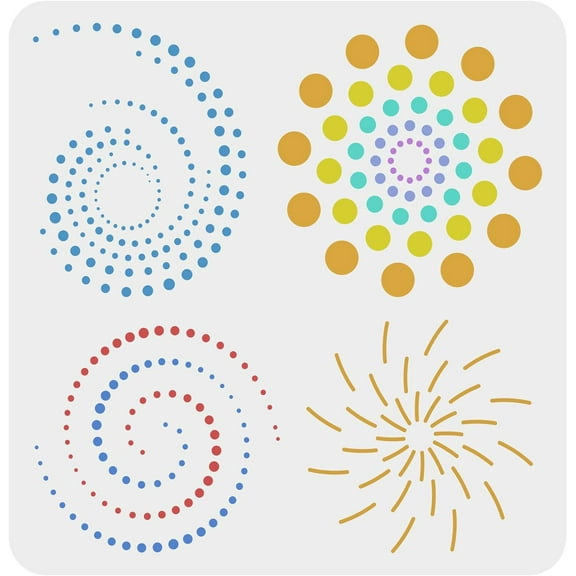 Dots Spiral Stencil 11.8x11.8inch Reusable Geometric Spiral Stencil Mandala Dot Painting Templates DIY Craft Decoration Stencil