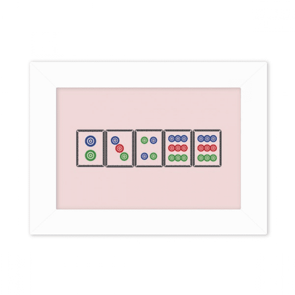 Dots Suit Mahjong Tiles Photo Mount Frame Picture Art Painting Desktop 5x7 inch