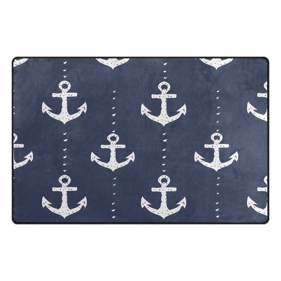 Dotted Anchors Pattern Memory Foam Area Rug 31"x20" Non Slip, Absorbent, Fade Proof for Living Room, Bedroom, Office